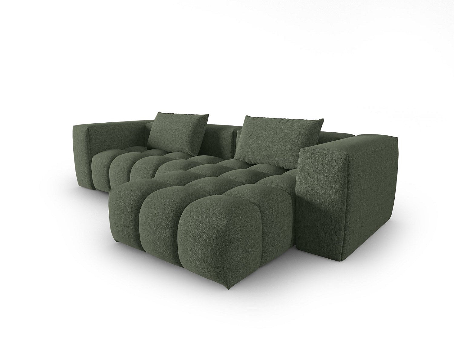 Canapé modulable 3 places vert tissu