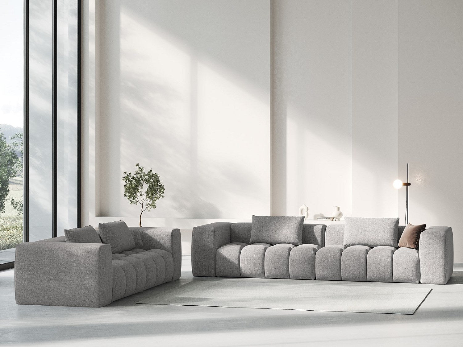 Canapé modulable 3 places beige tissu