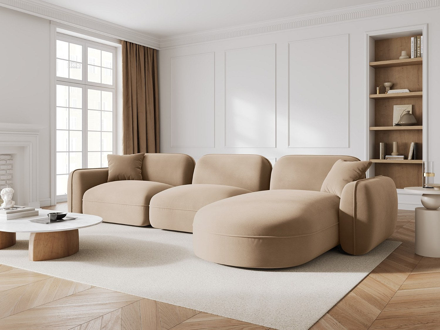 Canapé modulable 4 places marron velours