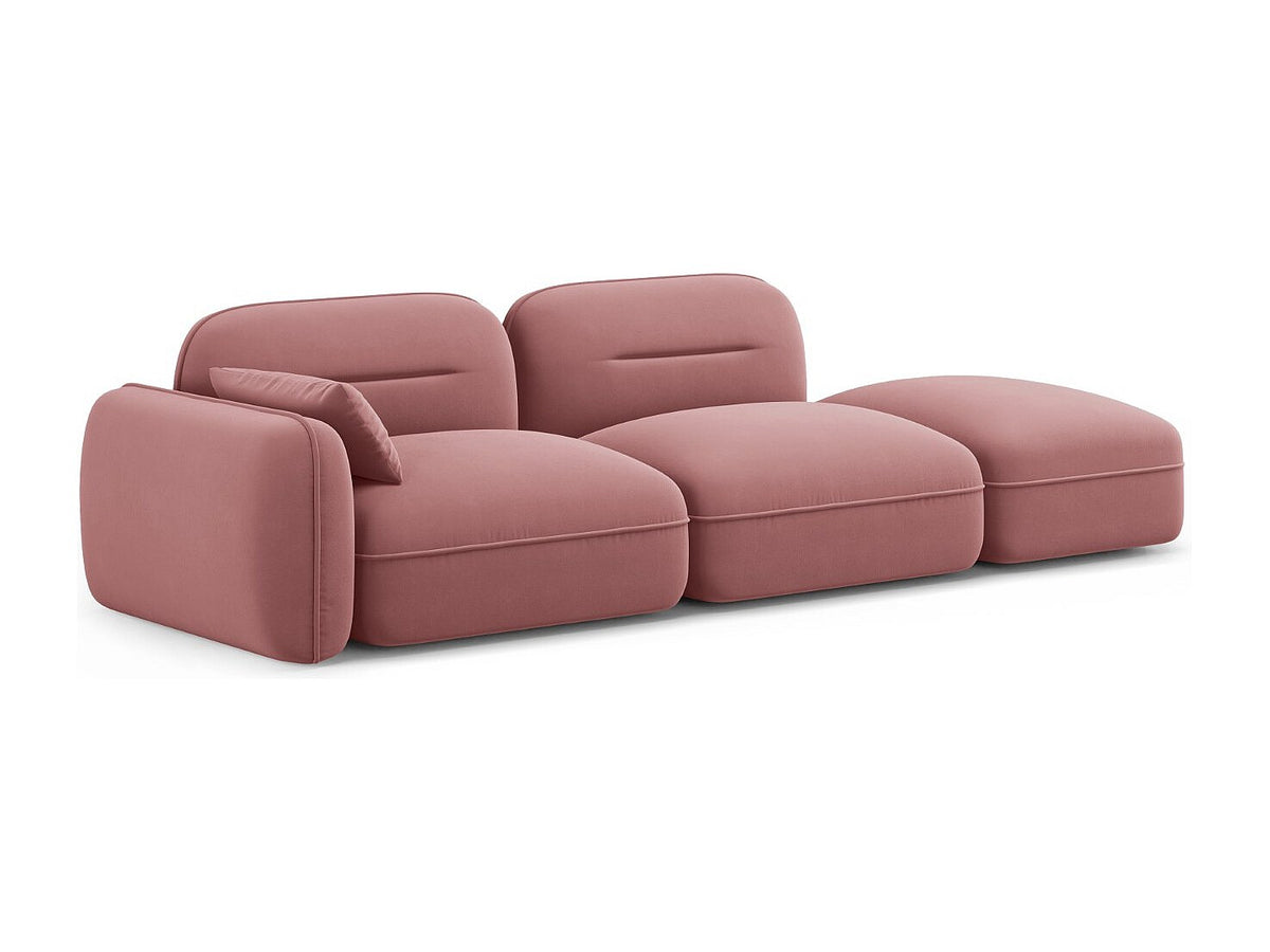 Canapé modulable 3 places rose velours