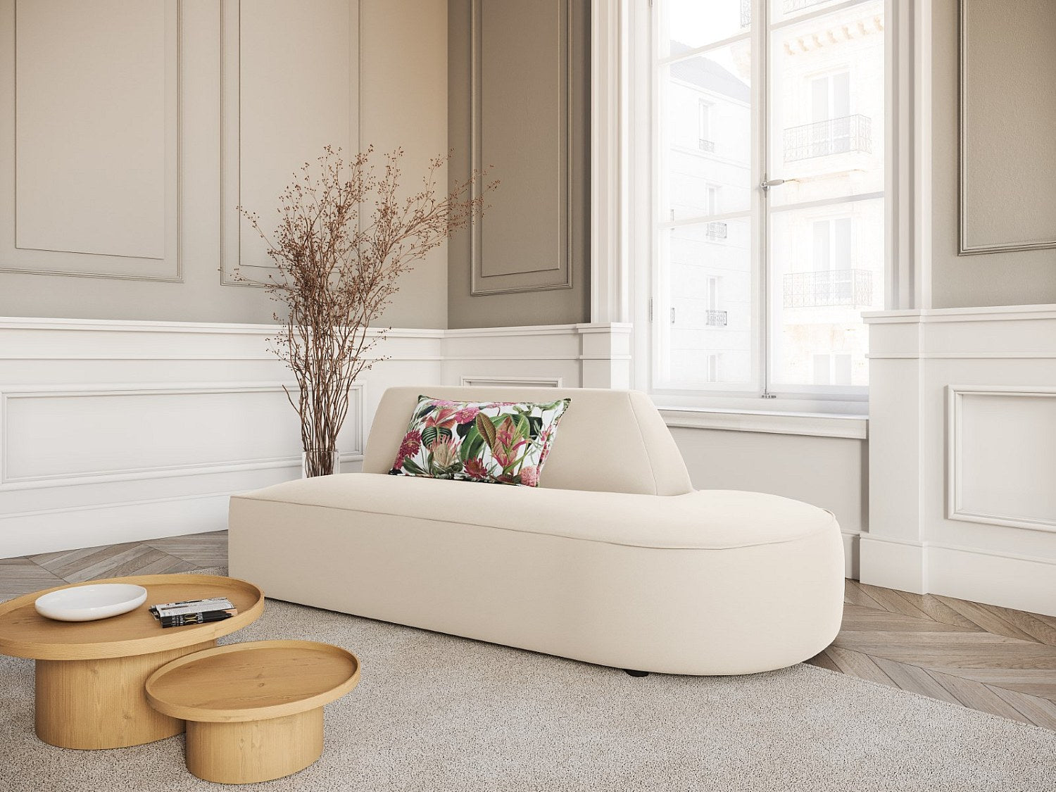 Canapé modulable 2 places beige velours - Charles