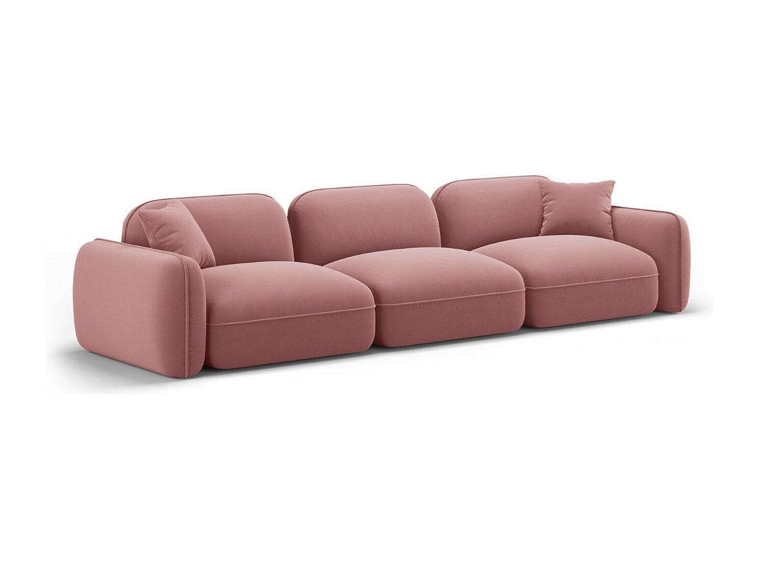 Canapé modulable 4 places rose velours