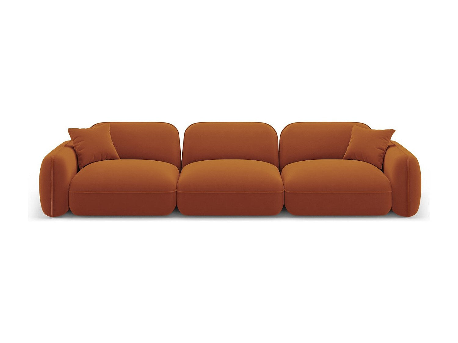 Canapé modulable 4 places orange velours