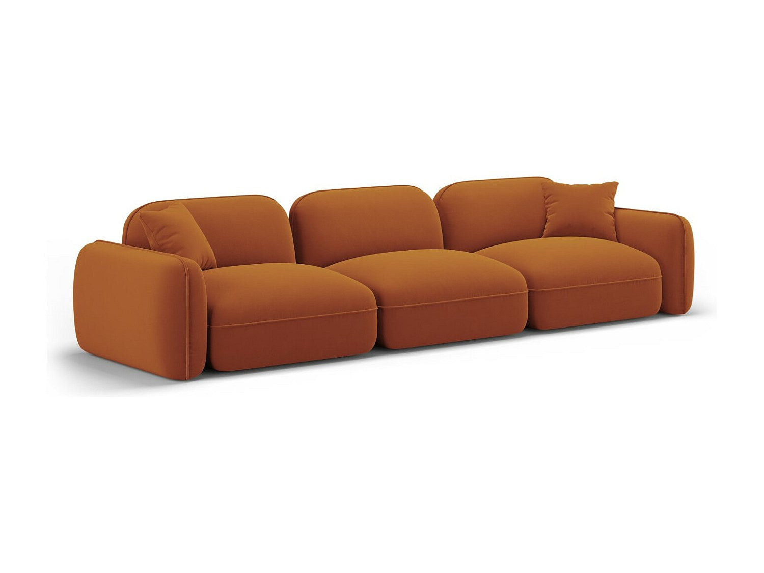 Canapé modulable 4 places orange velours