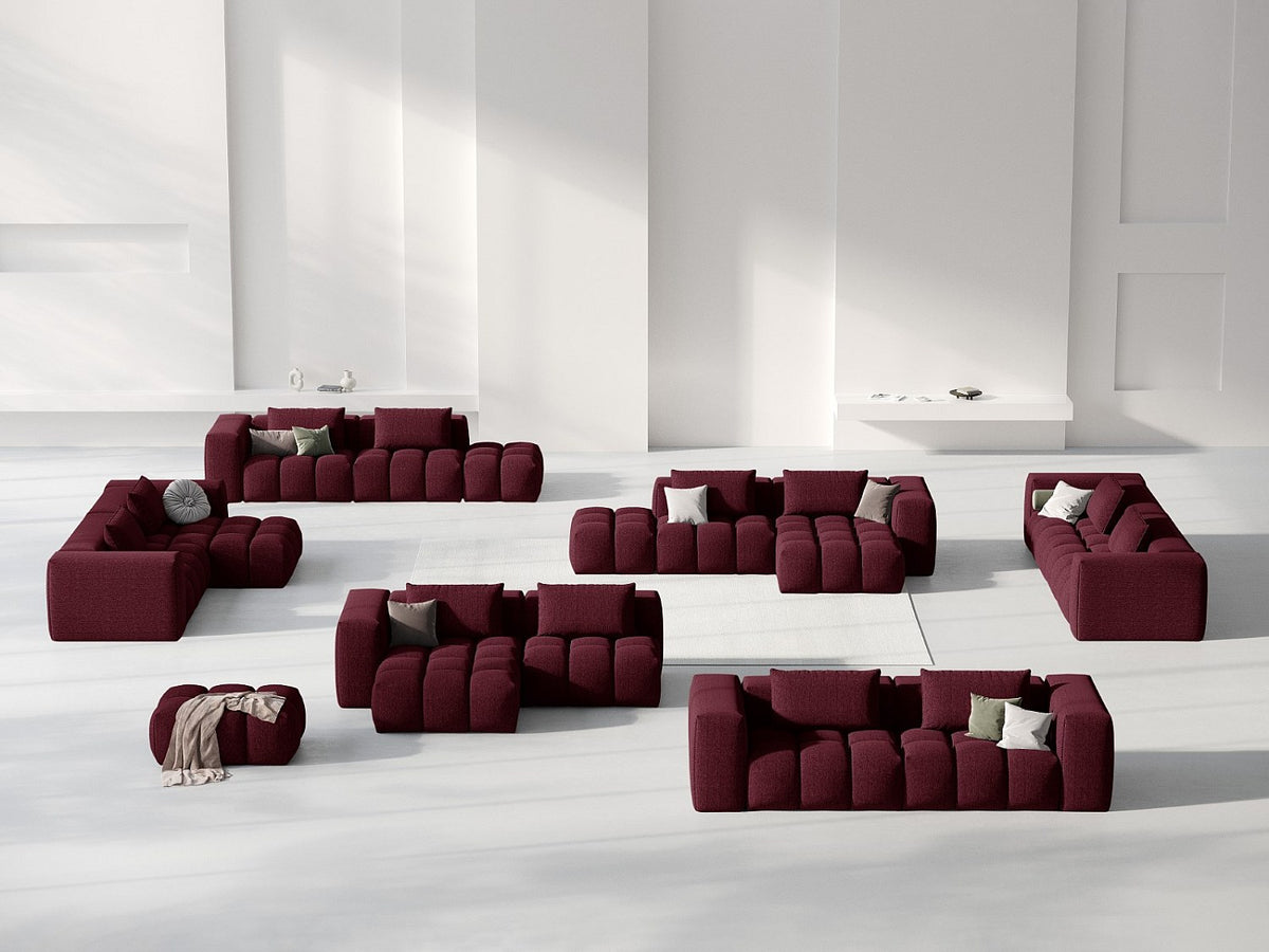 Canapé modulable 3 places rouge tissu