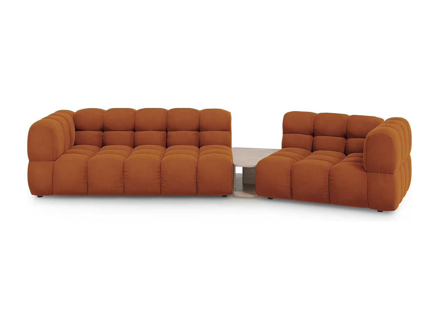 Canapé modulable 3 places orange velours