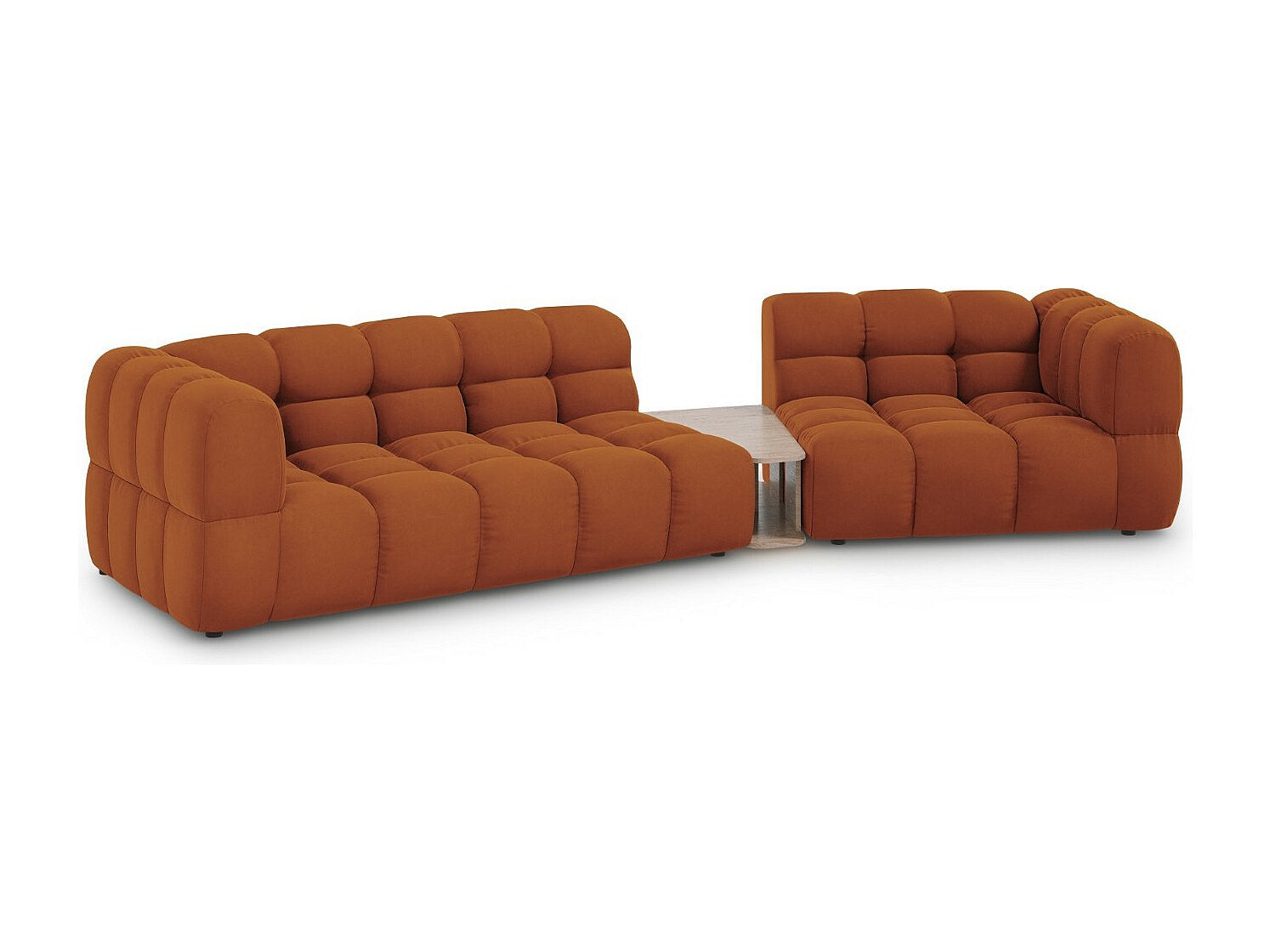 Canapé modulable 3 places orange velours