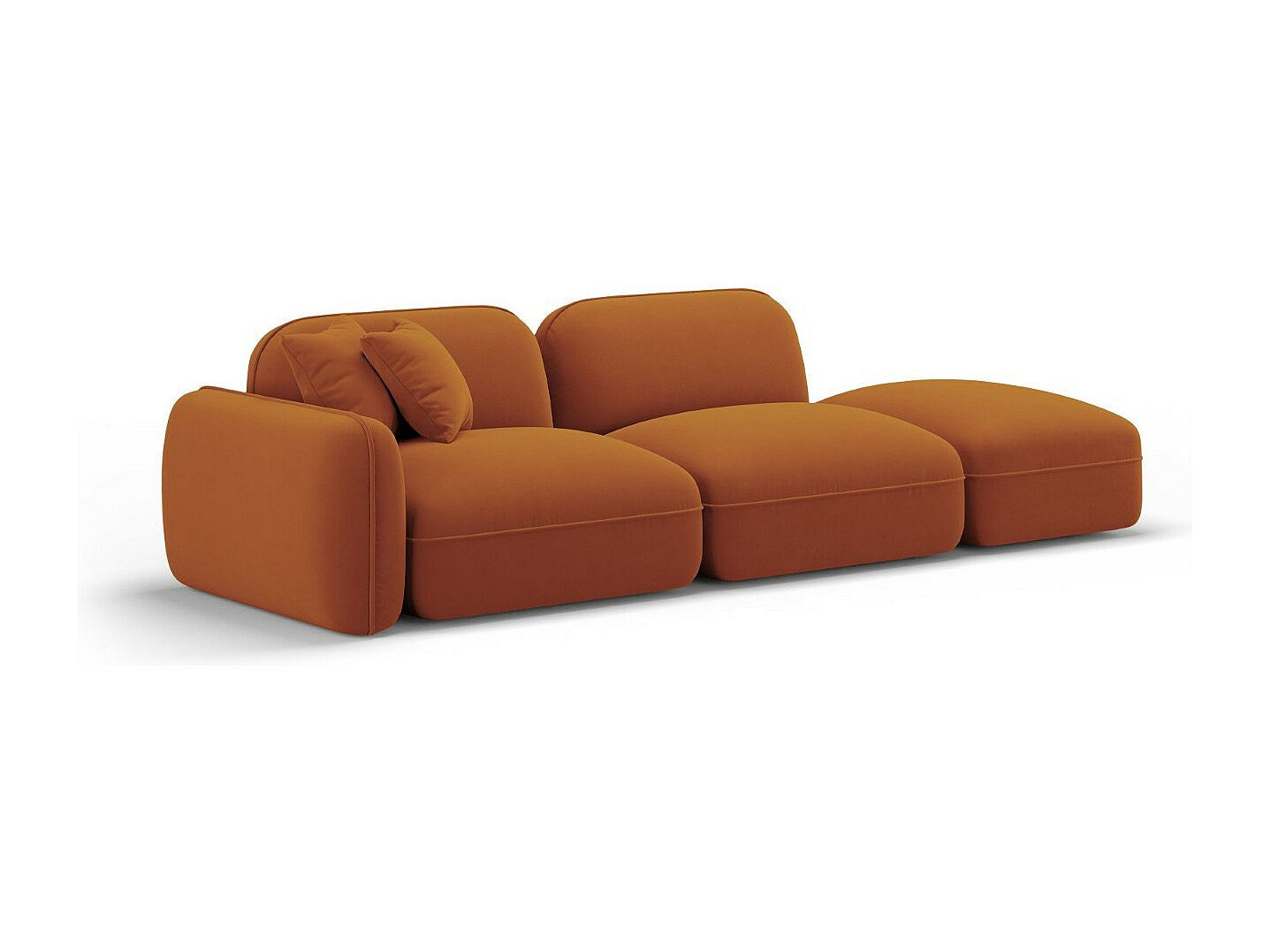 Canapé modulable 3 places orange velours