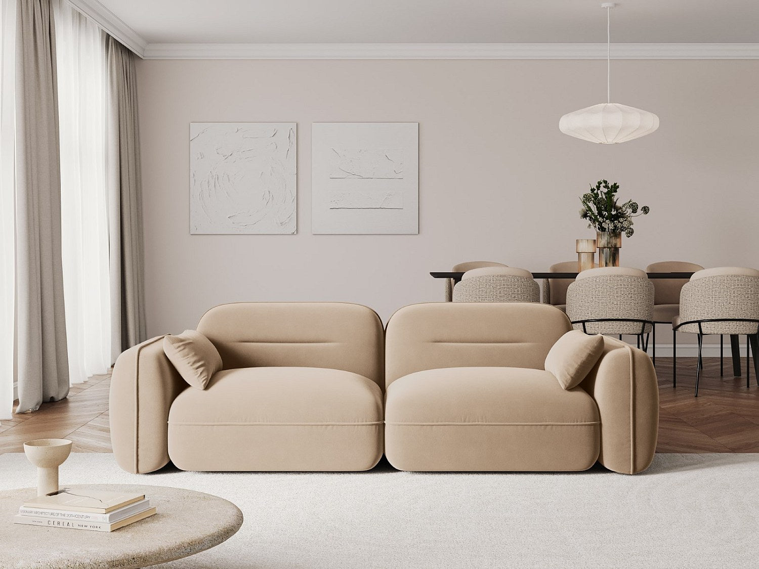 Canapé modulable 3 places marron velours