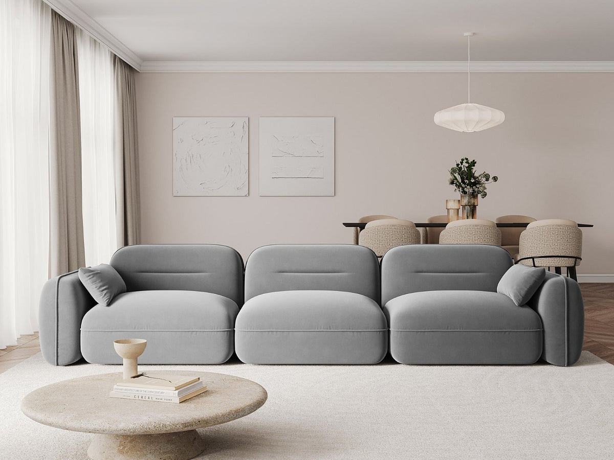 Canapé modulable 4 places gris velours