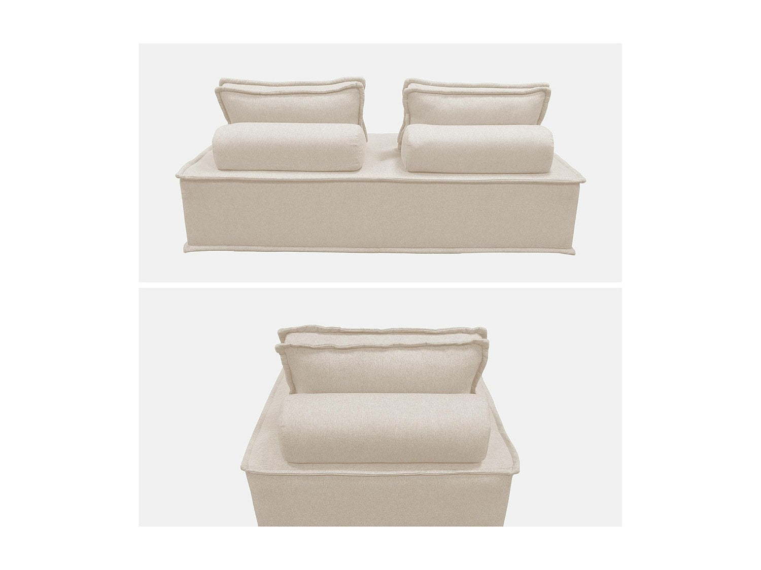 Chauffeuse modulable 3 places beige tissu
