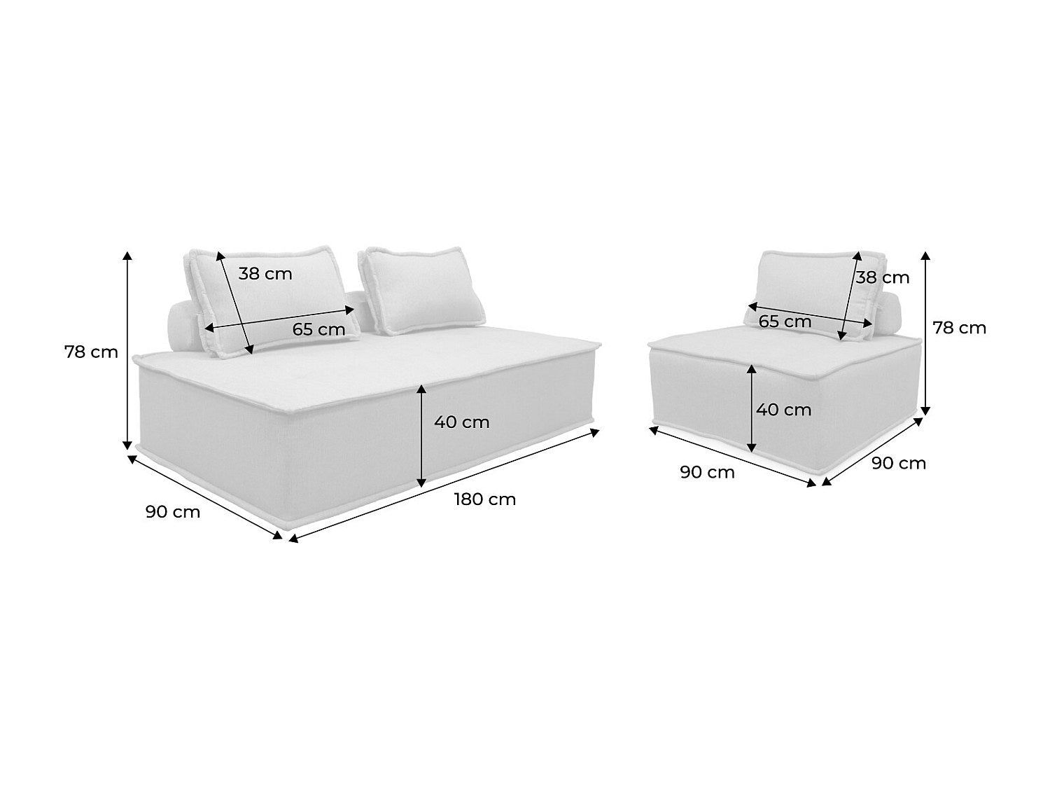 Chauffeuse modulable 3 places beige tissu