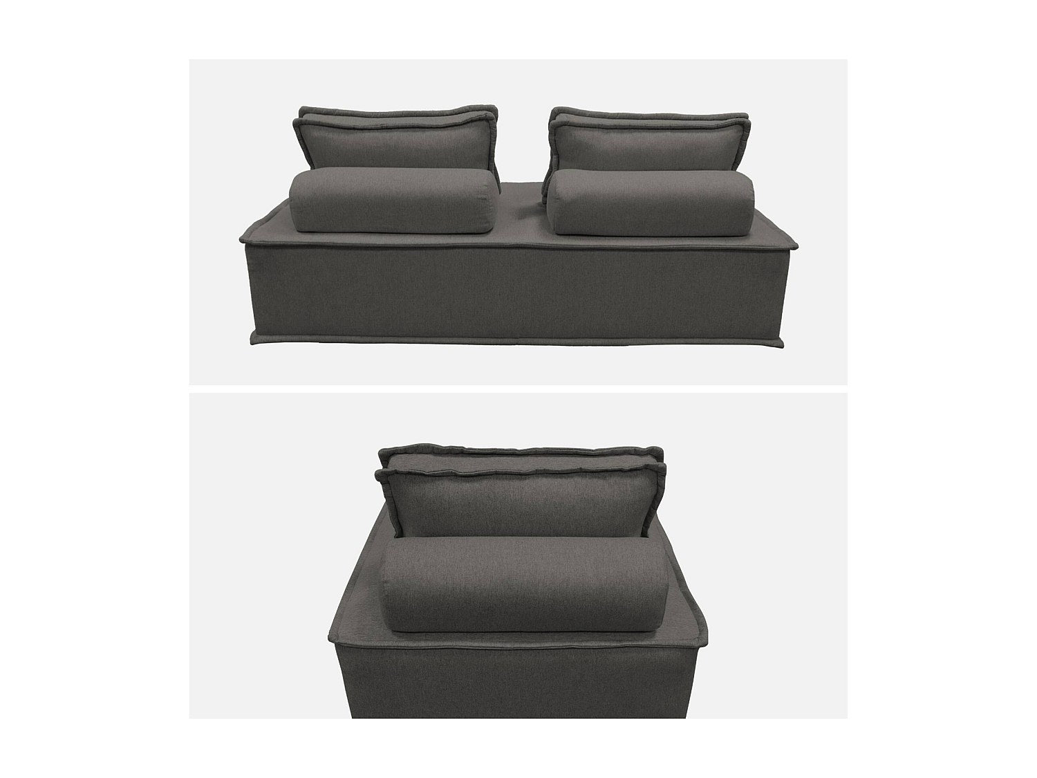 Chauffeuse modulable 3 places gris tissu