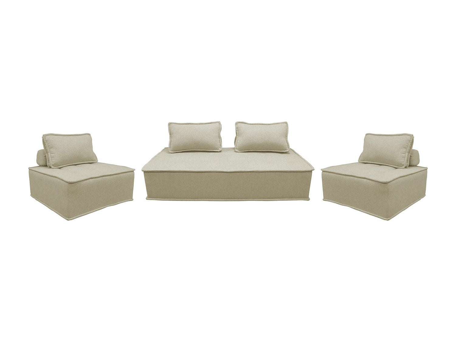 Chauffeuse modulable 4 places beige tissu