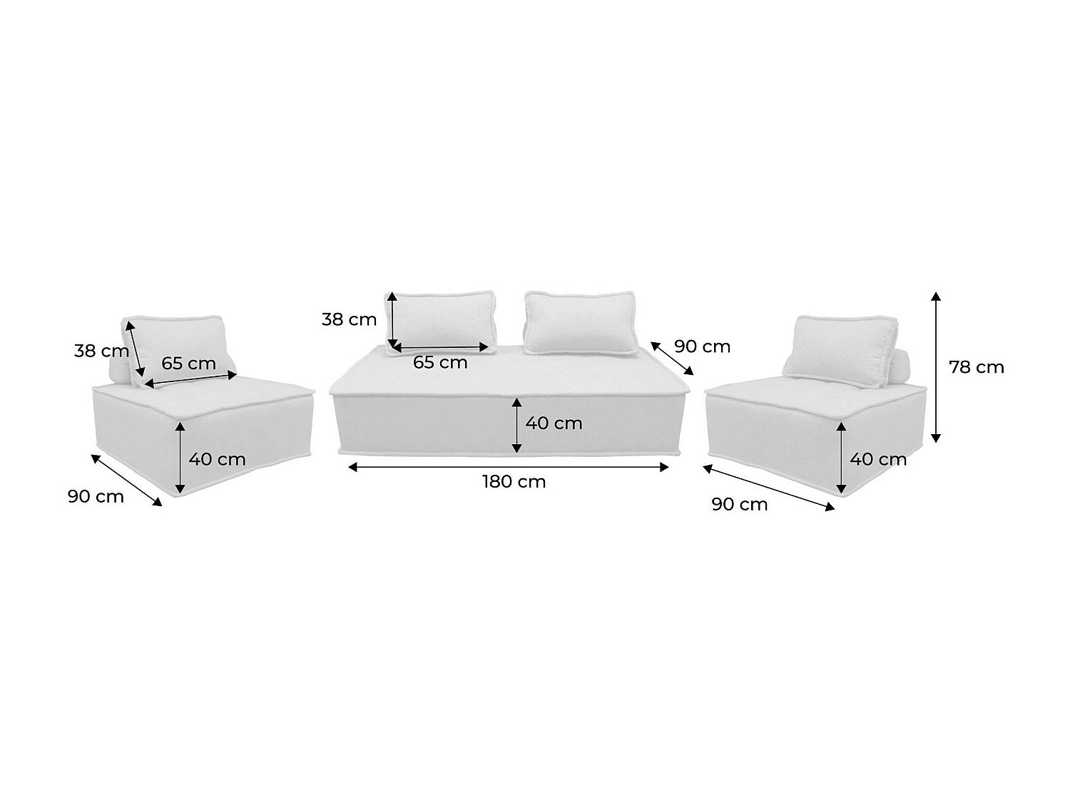 Chauffeuse modulable 4 places beige tissu