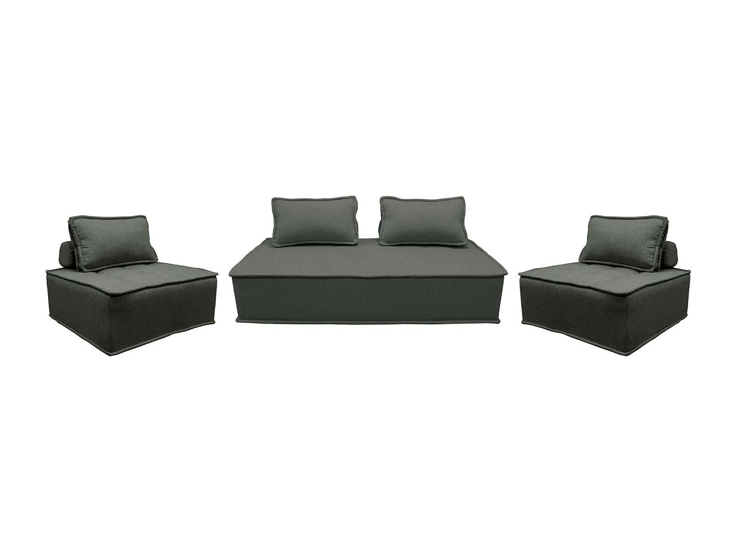 Chauffeuse modulable 4 places gris tissu
