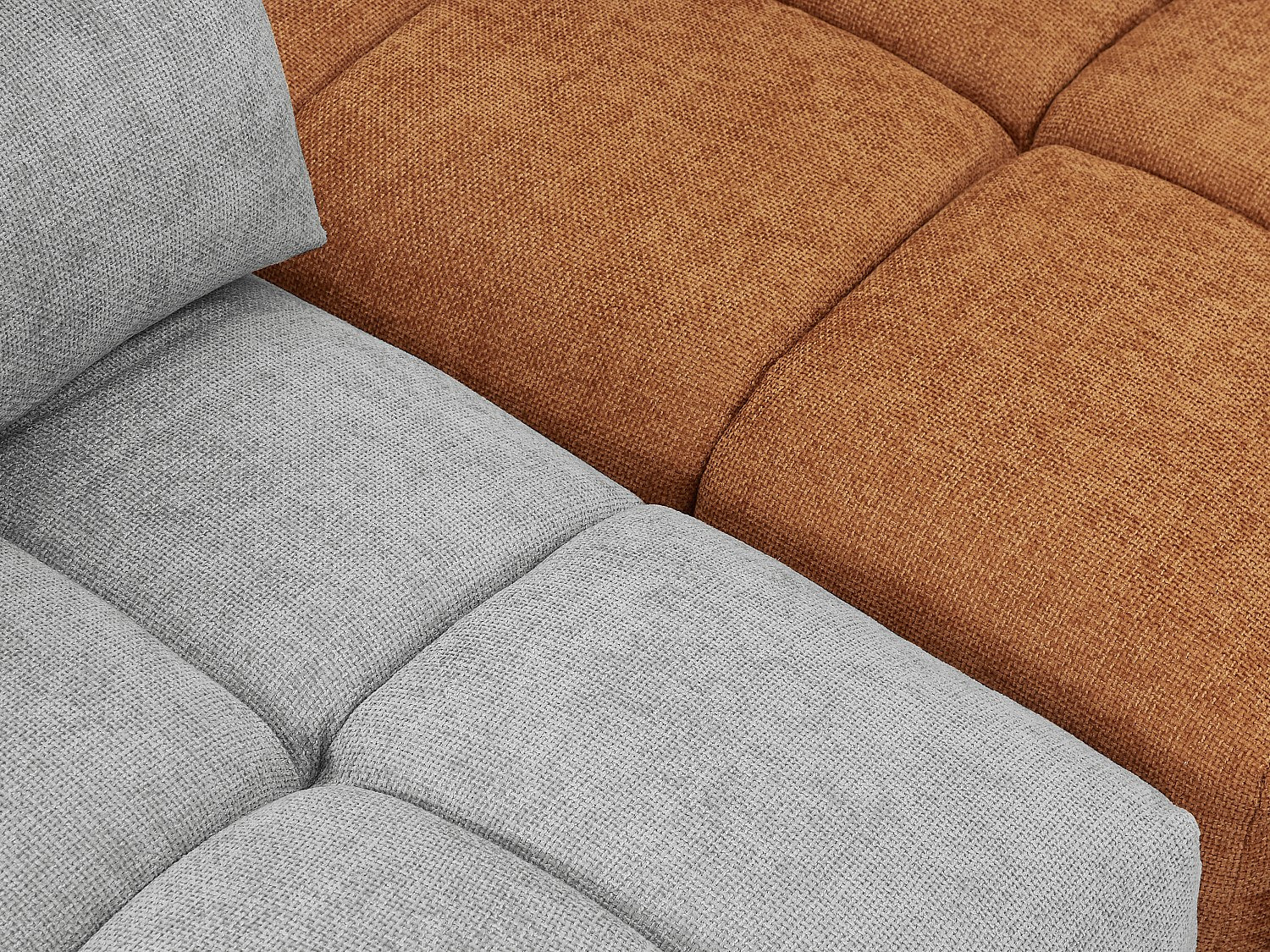 Pouf pour canapé modulable panoramique gris tissu