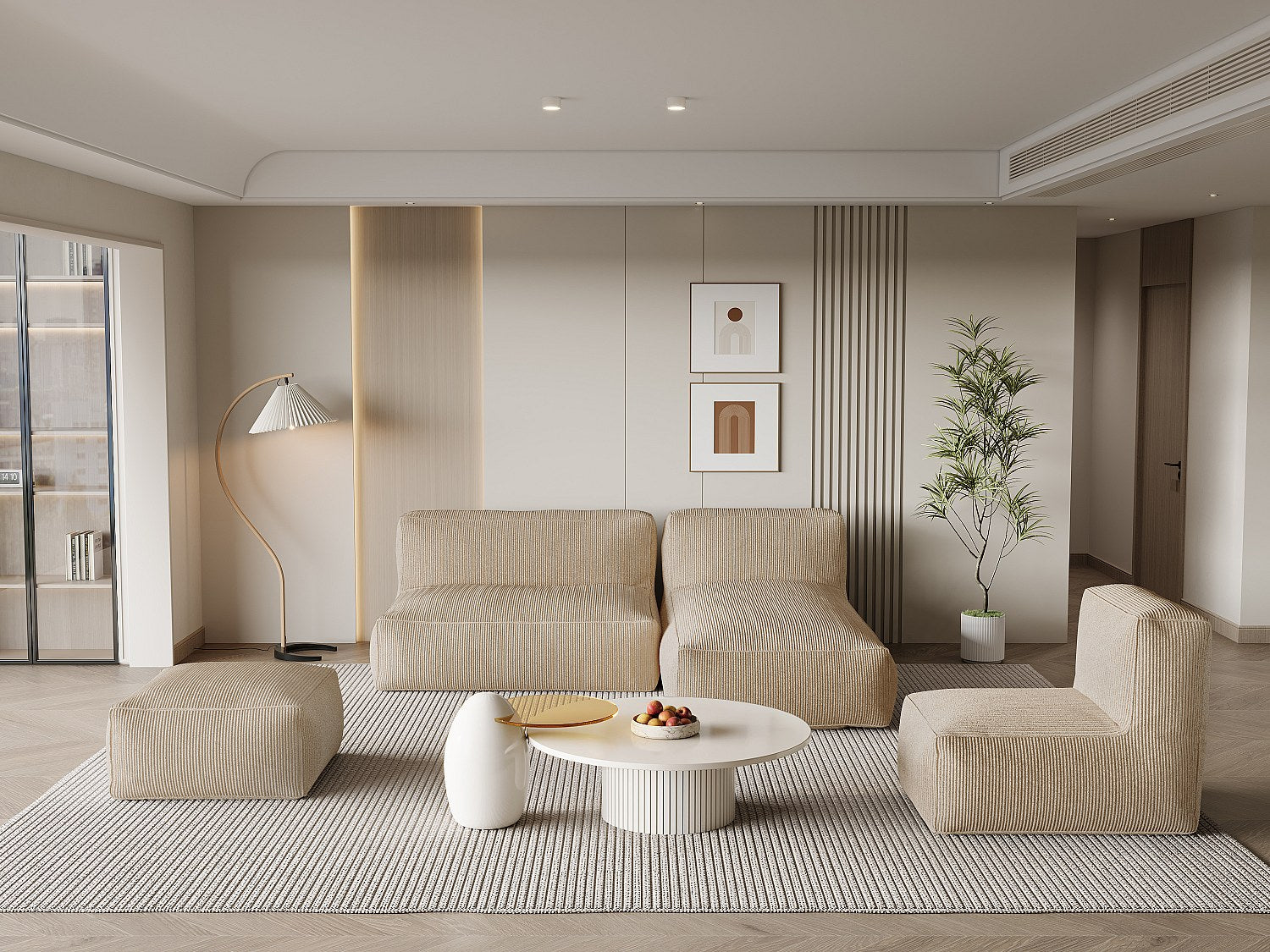 Angle pour canapé modulable beige velours