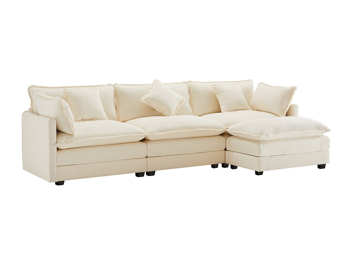 Canapé modulable 3 places beige tissu