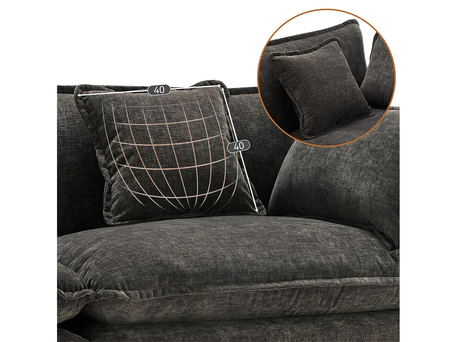Canapé modulable 3 places gris tissu
