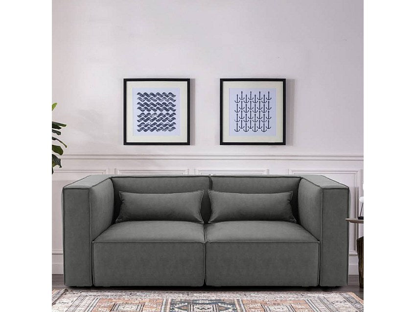 Canapé modulable 2 places gris tissu