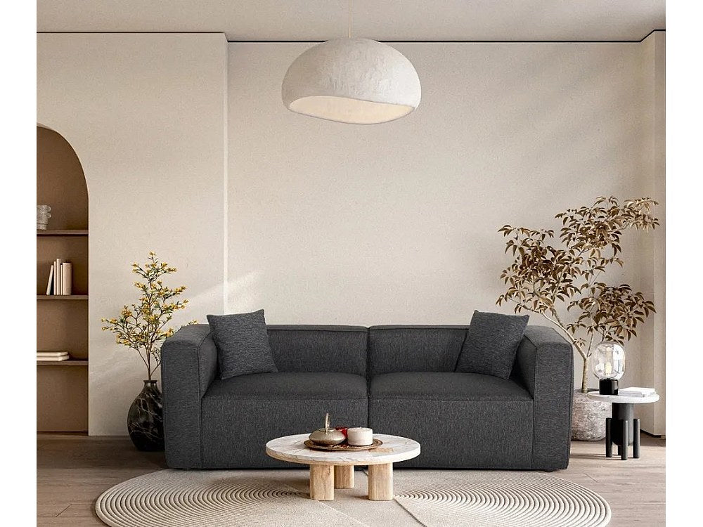 Canapé modulable 3 places gris tissu