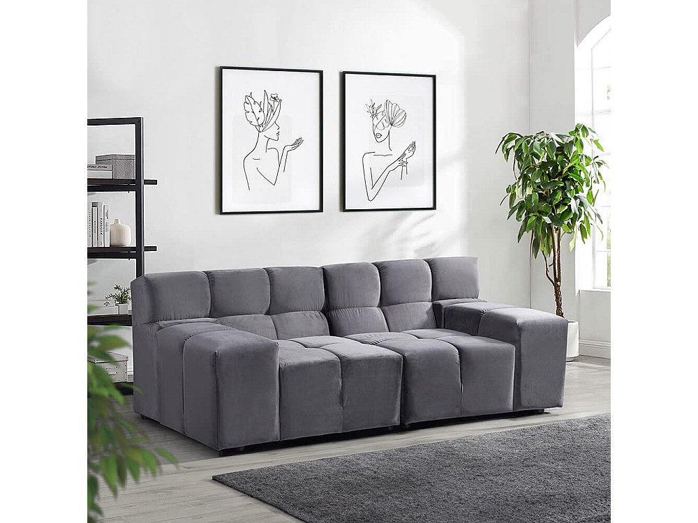 Angle pour canapé modulable 4 places gris tissu