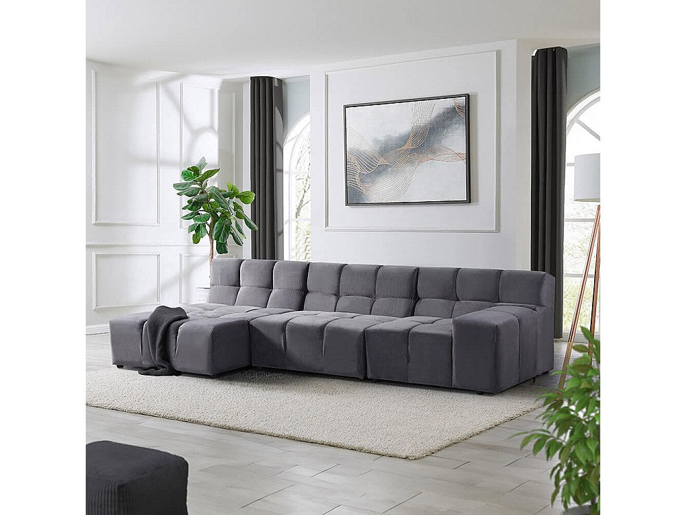Canapé modulable gris tissu
