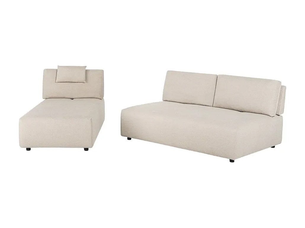 Méridienne pour canapé modulable 3 places beige tissu