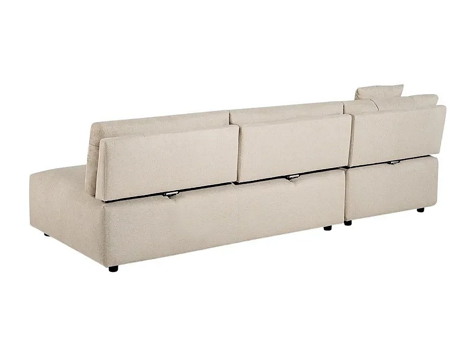 Méridienne pour canapé modulable 3 places beige tissu