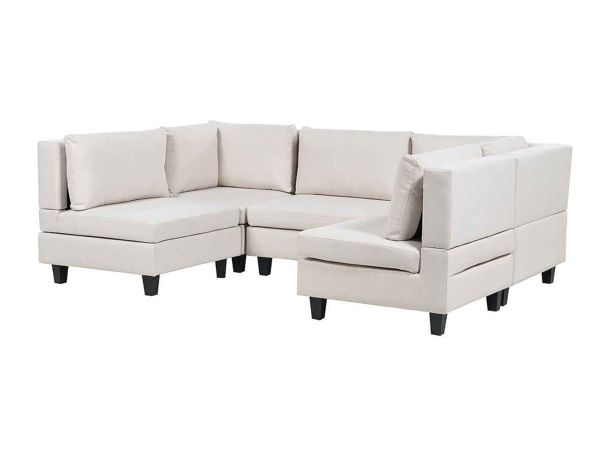 Canapé modulable 5 places beige tissu