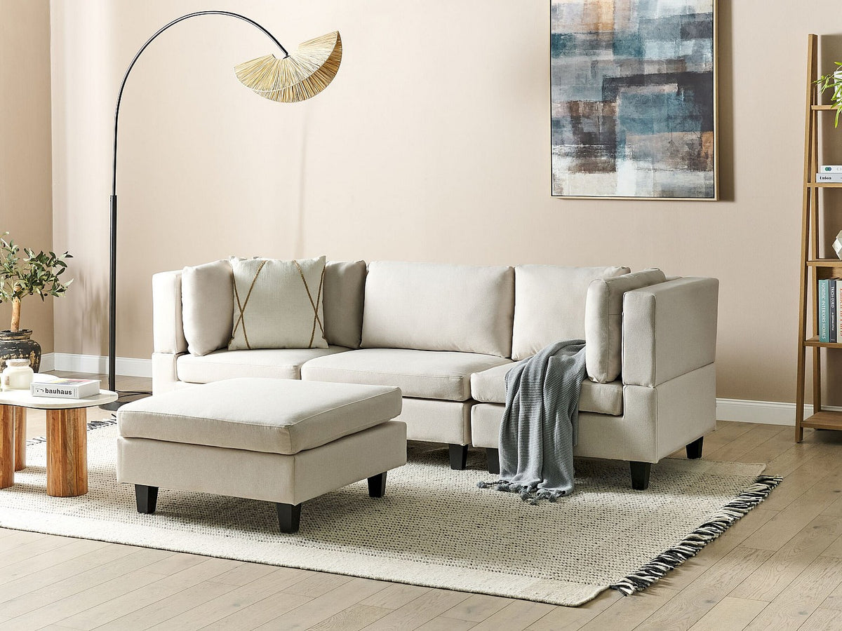 Canapé modulable 3 places beige tissu