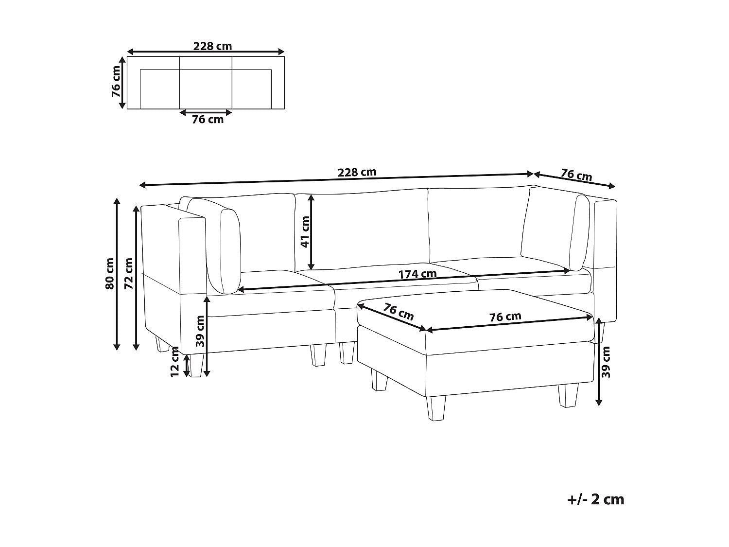 Canapé modulable 3 places marron tissu