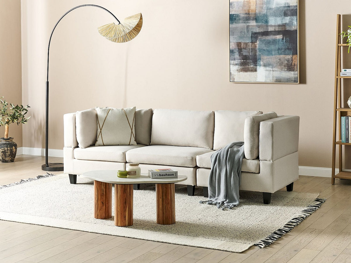 Canapé modulable 3 places beige tissu