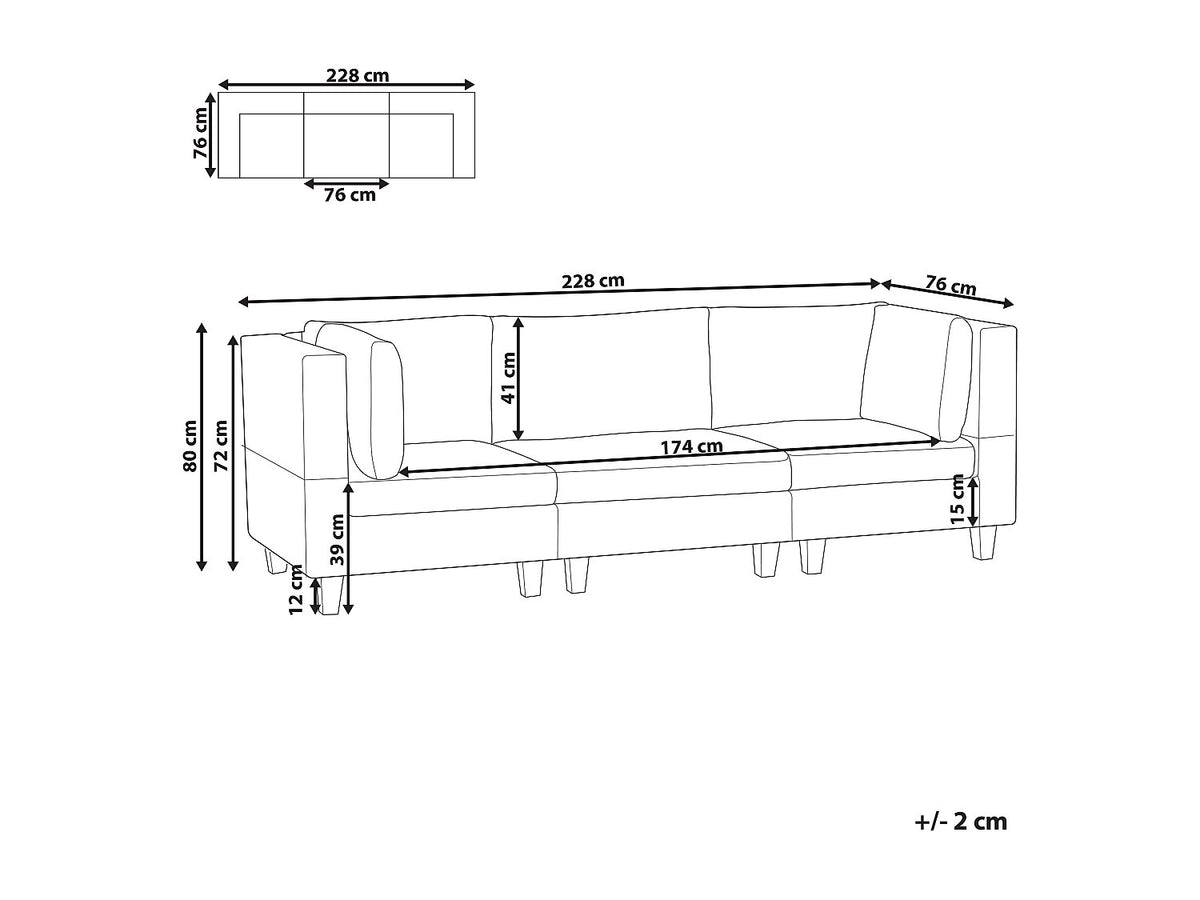 Canapé modulable 3 places beige tissu