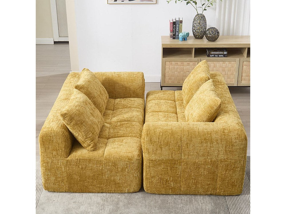 Canapé modulable 3 places jaune tissu