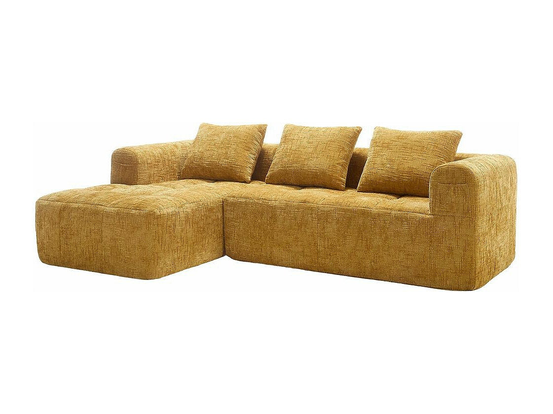 Canapé modulable 3 places jaune tissu