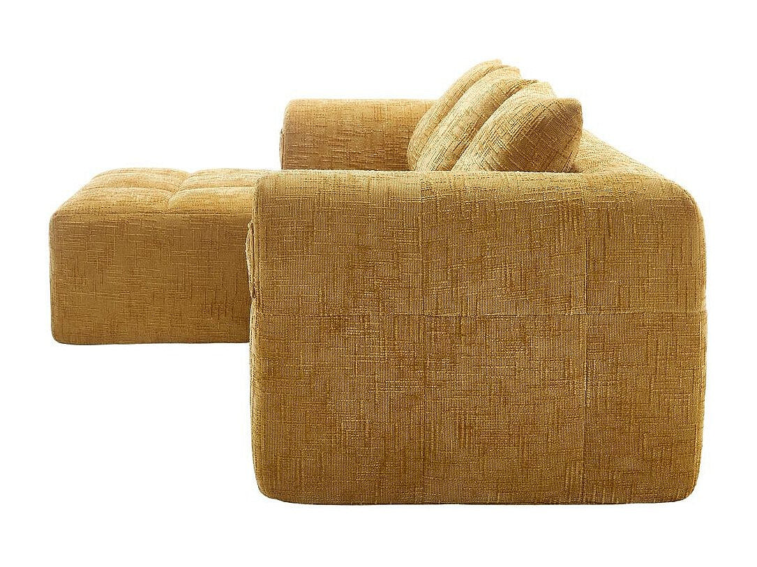 Canapé modulable 3 places jaune tissu