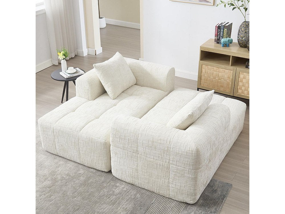 Canapé modulable 3 places beige tissu