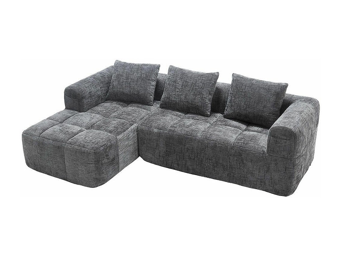 Canapé modulable 3 places gris tissu