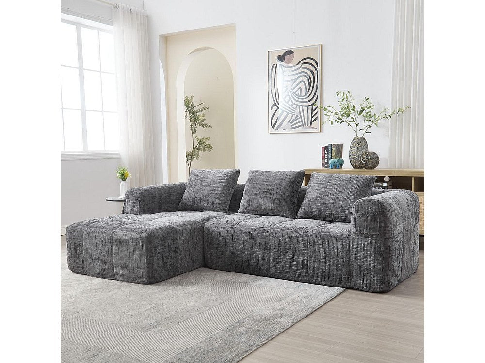 Canapé modulable 3 places gris tissu