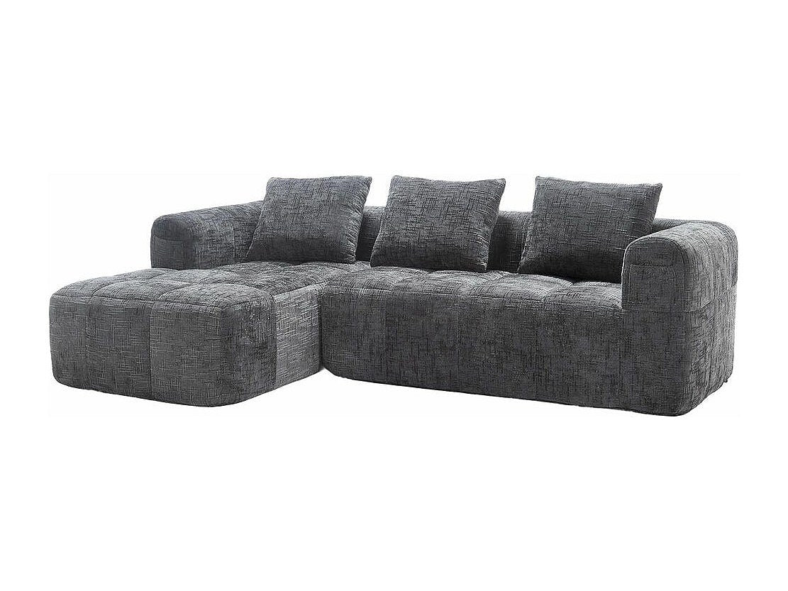 Canapé modulable 3 places gris tissu