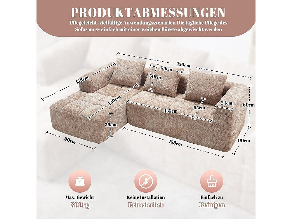 Canapé modulable 3 places vert tissu