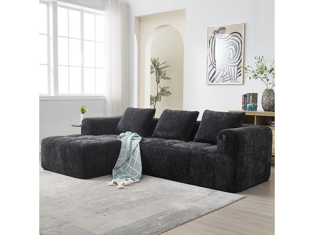 Canapé modulable 3 places noir tissu
