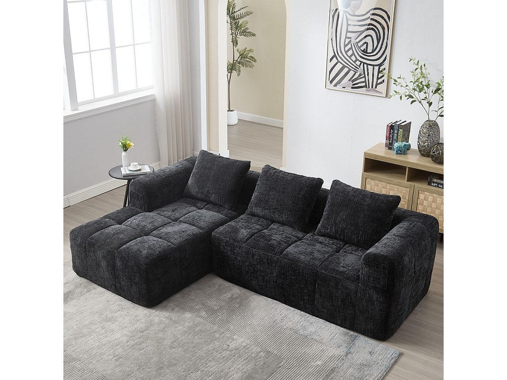 Canapé modulable 3 places noir tissu