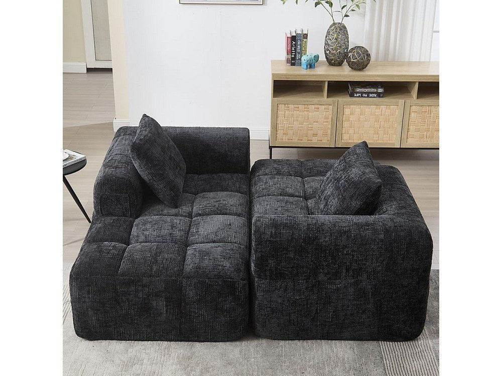 Canapé modulable 3 places noir tissu