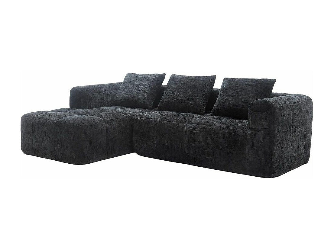 Canapé modulable 3 places noir tissu