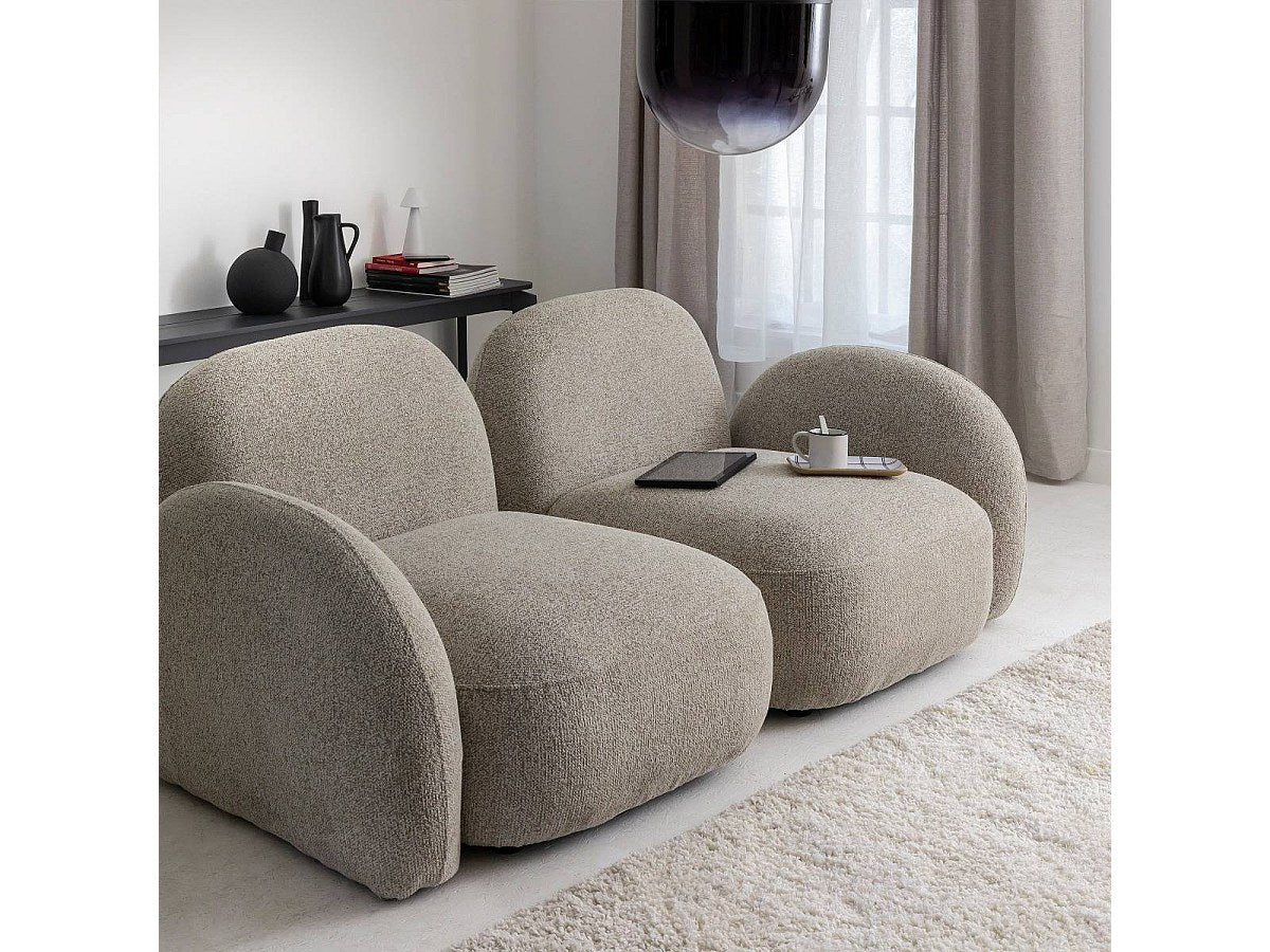 Canapé modulable 2 places gris tissu