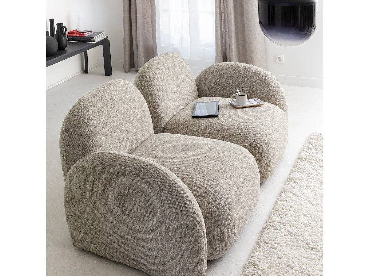 Canapé modulable 2 places gris tissu