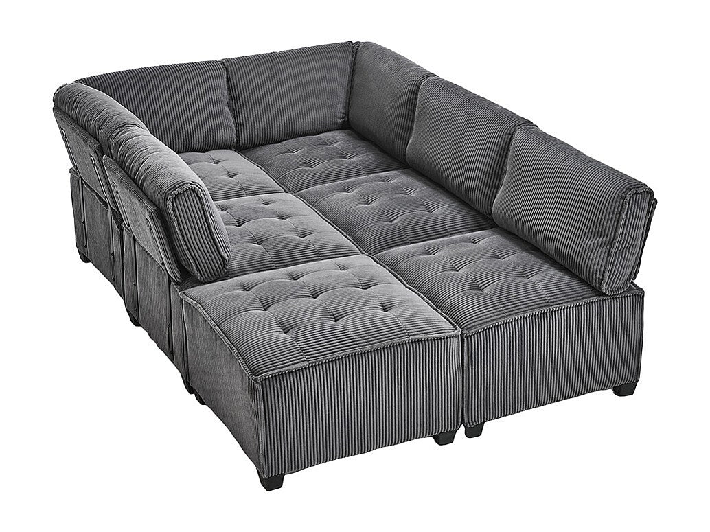 Canapé modulable 6 places gris velours